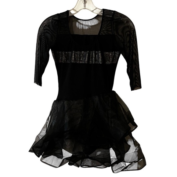 Revolution  Dancewear “Gravitate” Dance Costume Small Adult black mesh tulle - Picture 4 of 15